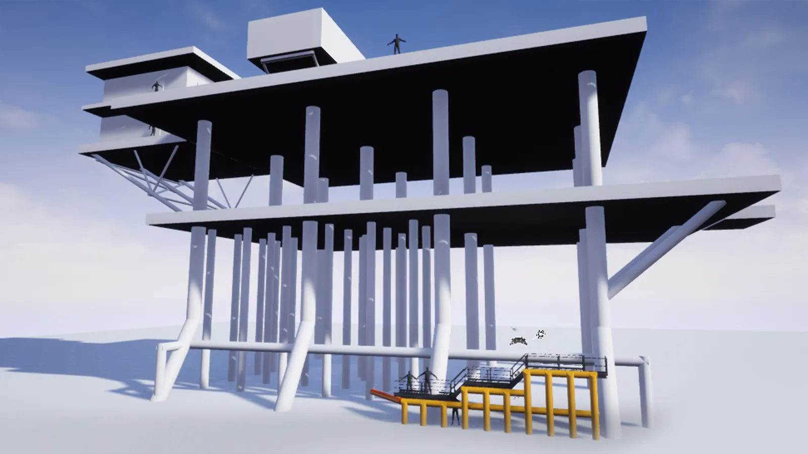 UE5 whitebox blockout of the oil rig structure