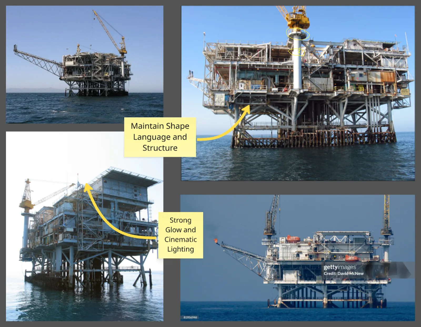 Sierra Division Miro reference board for the oil rig project